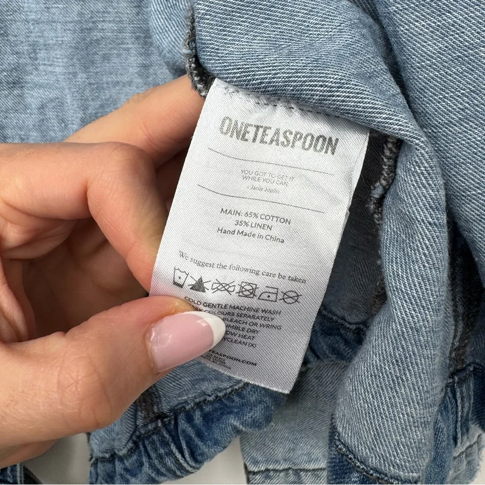 One Teaspoon Light Blue Cotton /‎ Linen Distressed Jacket, Size M